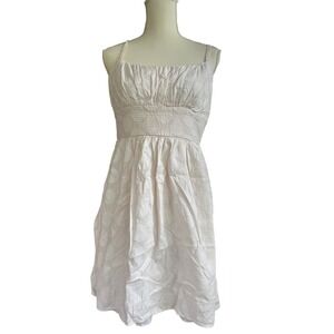 Y2K B. Smart White Dress Sleeveless Polka‎ Dots Cotton Blend Size M